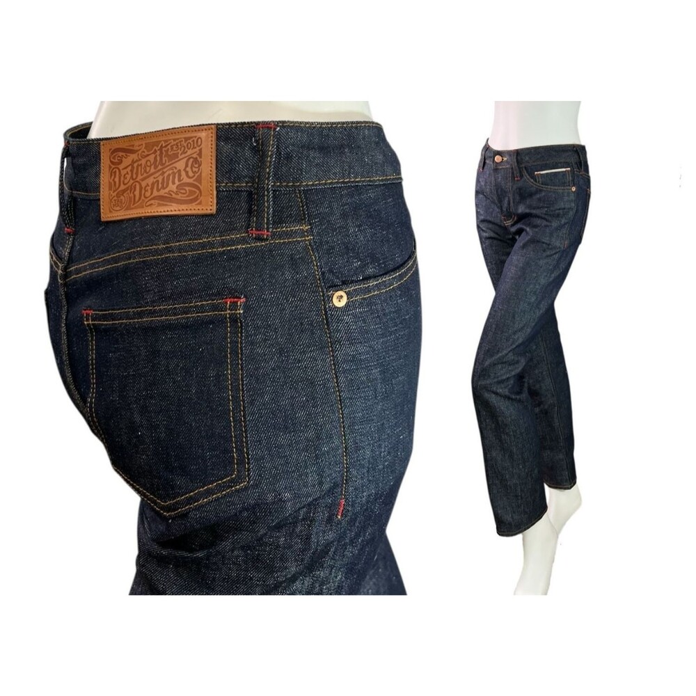 Detroit Denim Handmade Athletic Straight  Button Fly Jeans Linen Selvedge Sz 27